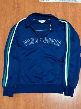 Vintage Hockey Bulletin Vancouver Navy Half-Zip Shirt Jacket